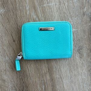 Tiffany & Co. Aqua Leather Zip Wallet